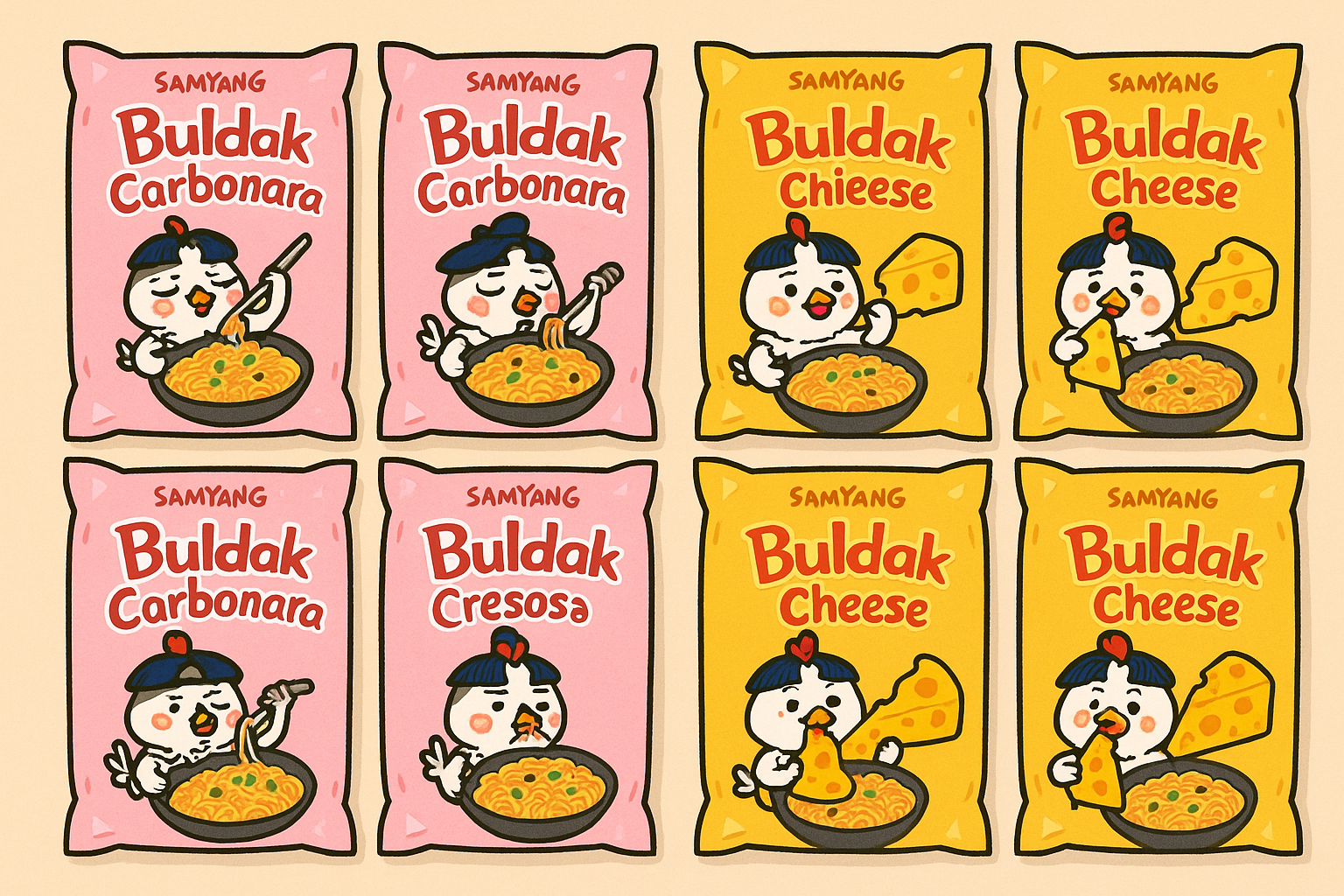 Buldak Carbonara und Cheese Bundle 8 Stück