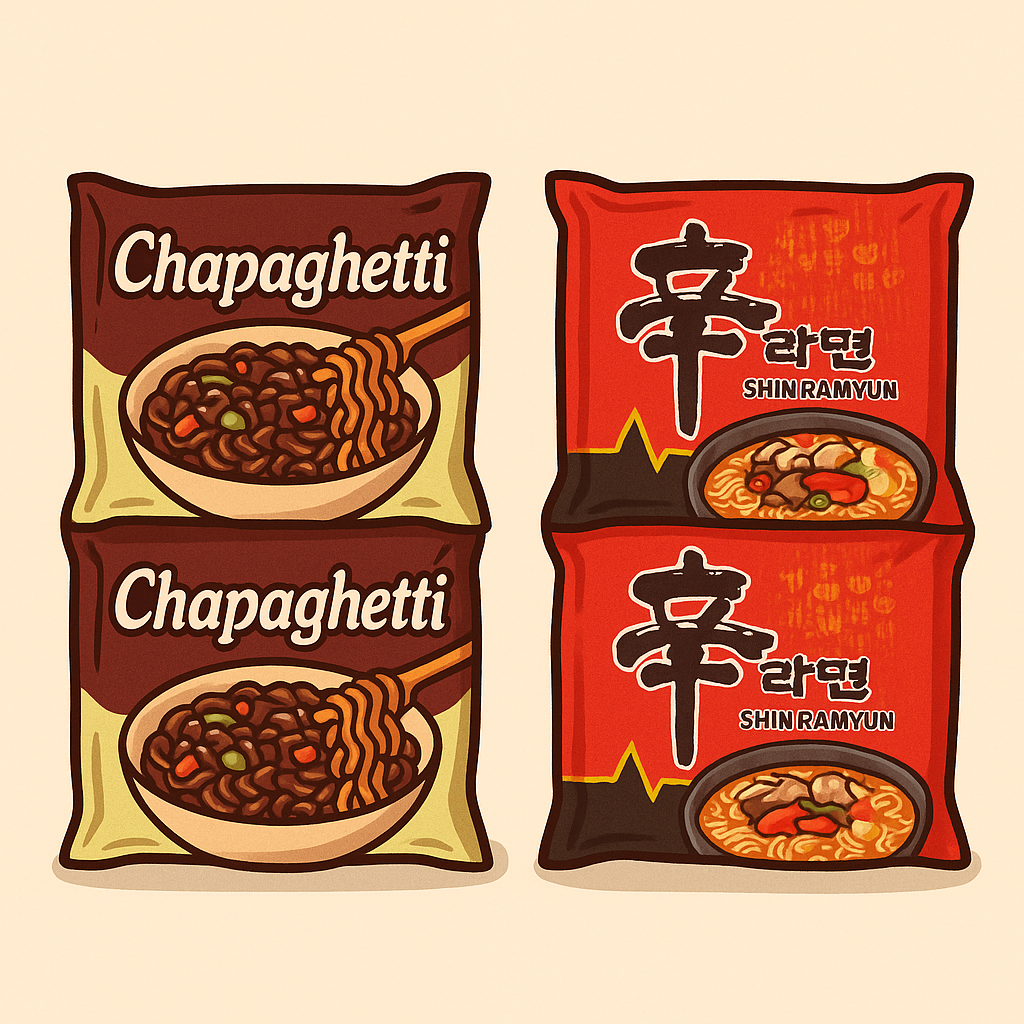 Nongshim Bundle 4x Shin Ramyun, 4x Chapagetti